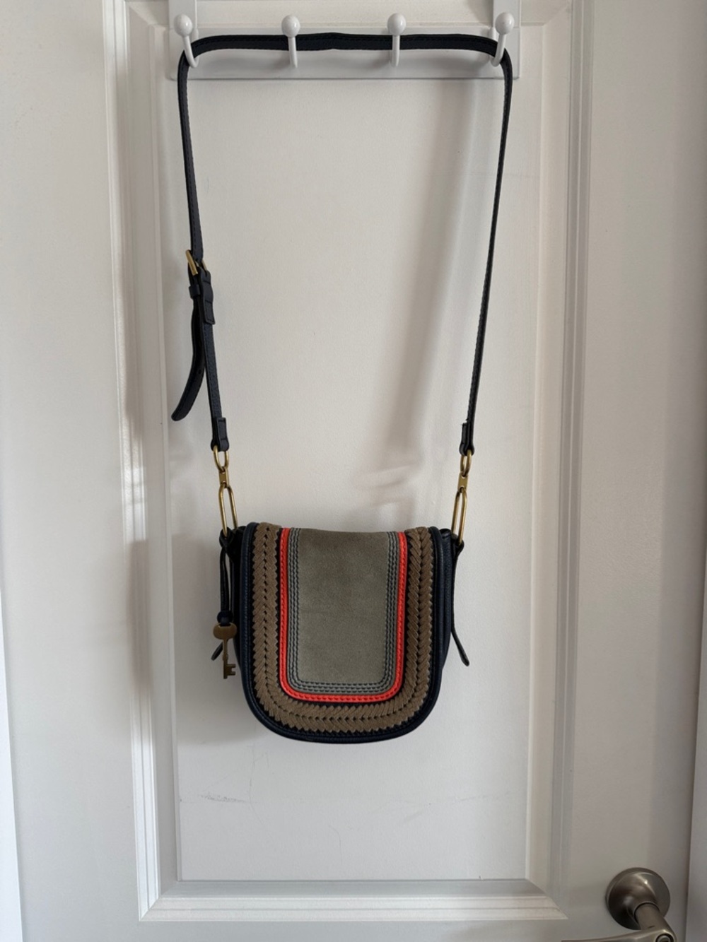 Fossil Leather and suede crossbody bag